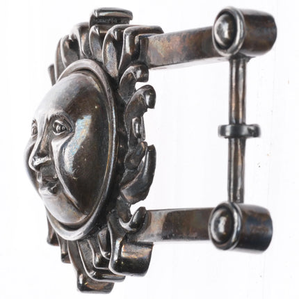 Natasha Kayn Retro Sterling silver sunface belt buckle smiling sun - Estate Fresh Austin