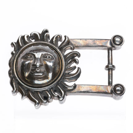 Natasha Kayn Retro Sterling silver sunface belt buckle smiling sun - Estate Fresh Austin