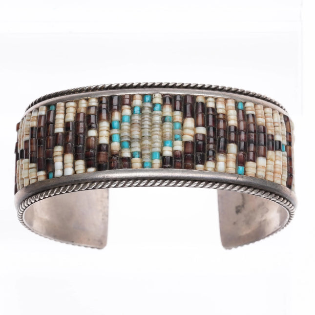 6.75" Luciano Chavez Santo Domingo Heishi cuff bracelet sterling silver - Estate Fresh Austin