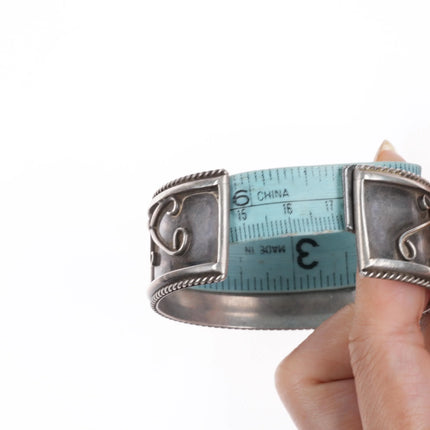 6.75" Luciano Chavez Santo Domingo Heishi cuff bracelet sterling silver - Estate Fresh Austin