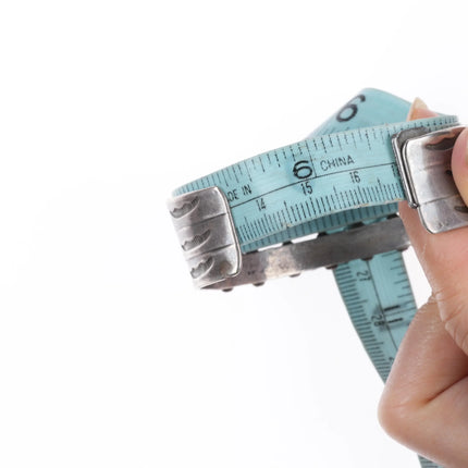 6.6" c1940's Zuni carved turquoise snake eye 3 row sterling silver cuff bracelet - Estate Fresh Austin