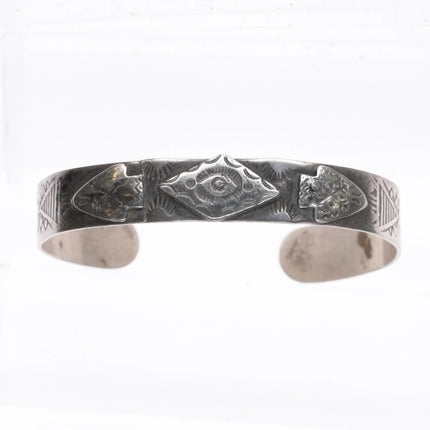 6.25" 1940's Fred Harvey sterling silver Arrowhead slim stacker cuff bracelet - Estate Fresh Austin