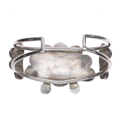 50's-60's Zuni sterling silver sunface cuff bracelet mother of pearl/coral - Estate Fresh Austin