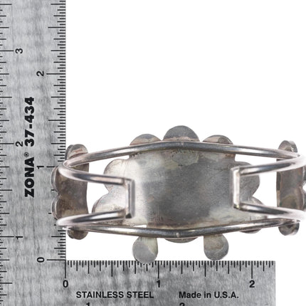 50's-60's Zuni sterling silver sunface cuff bracelet mother of pearl/coral - Estate Fresh Austin