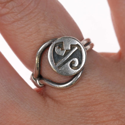 6.1" Vintage Hopi Silvercraft guild overlay bangle sz4 ring sterling silver - Estate Fresh Austin