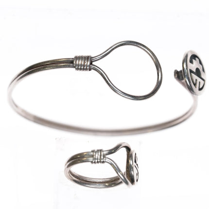6.1" Vintage Hopi Silvercraft guild overlay bangle sz4 ring sterling silver - Estate Fresh Austin