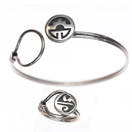6.1" Vintage Hopi Silvercraft guild overlay bangle sz4 ring sterling silver - Estate Fresh Austin