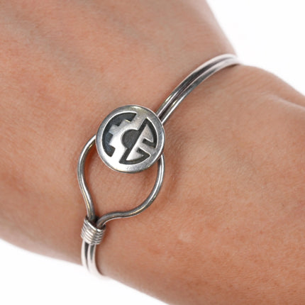 6.1" Vintage Hopi Silvercraft guild overlay bangle sz4 ring sterling silver - Estate Fresh Austin
