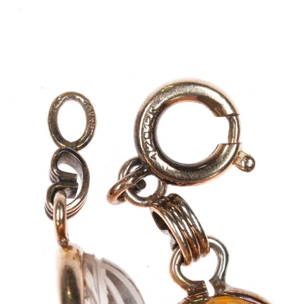 7" vintage 12k gold filled carved stone scarab egyptian revival link bracelet - Estate Fresh Austin