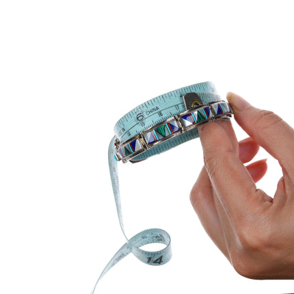 6.75" DT Southwestern sterling silver multi-stone inlay link bracelet - Estate Fresh Austin