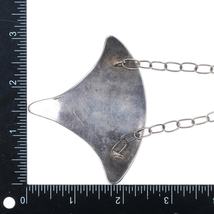 Vintage sterling silver scary monster face pendant necklace oxidized background - Estate Fresh Austin