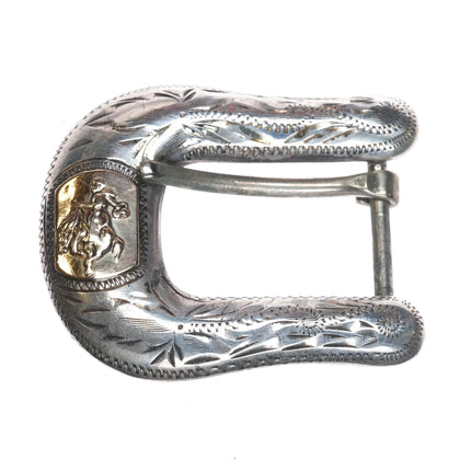 Vintage Ricardo 10k/Sterling silver 3/4" Bucking bronco ranger belt buckle set - Estate Fresh Austin