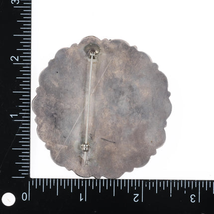 Large c1960 Zuni Sterling silver high grade turquoise cluster pin brooch - Estate Fresh Austin