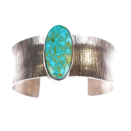 Howard Sice (Hopi - Laguna) Sterling silver waterweb turquoise cuff bracelet - Estate Fresh Austin
