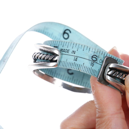 6.12" Harry Morgan Navajo Revival sterling silver 3 stone cuff bracelet Nice turquoise - Estate Fresh Austin