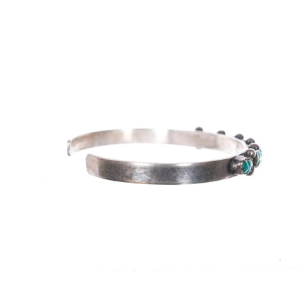 6.3" 50's-60's Zuni carved turquoise row cuff bracelet sterling silver - Estate Fresh Austin