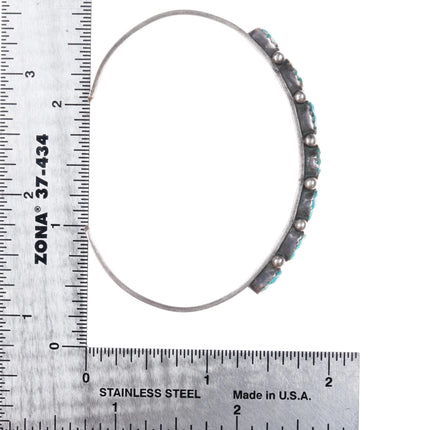 6.3" 50's-60's Zuni carved turquoise row cuff bracelet sterling silver - Estate Fresh Austin