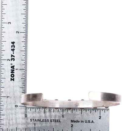 6.3" 50's-60's Zuni carved turquoise row cuff bracelet sterling silver - Estate Fresh Austin