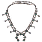 1970's Malachite smaller sterling silver Navajo squash blossom necklace - Estate Fresh Austin