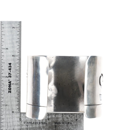 7" Vintage Navajo Overlay wide band sterling silver cuff bracelet - Estate Fresh Austin