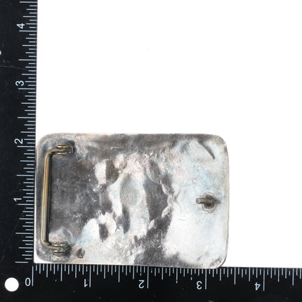 Vintage Navajo Sterling silver and turquoise chip inlay belt buckle - Estate Fresh Austin