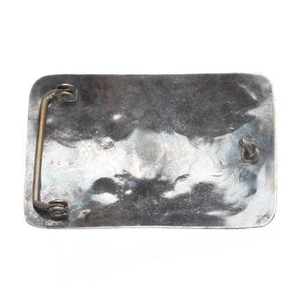 Vintage Navajo Sterling silver and turquoise chip inlay belt buckle - Estate Fresh Austin