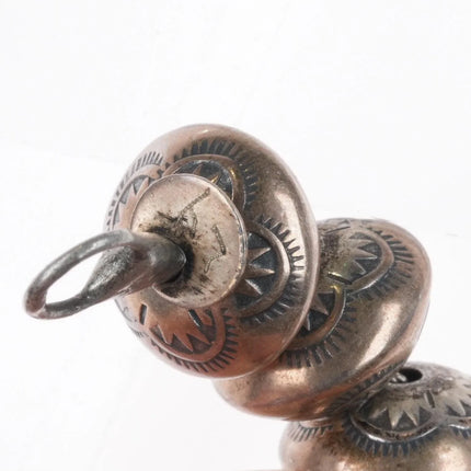 27" Leo Yazzie Navajo pearls necklace Hand stamped Sterling silver beaded - Estate Fresh Austin