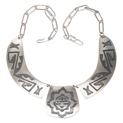 Vintage Navajo Overlay sterling silver overlay bib necklace sunface - Estate Fresh Austin