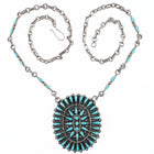 Vintage BY Turquoise Cluster sterling silver pendant necklace possibly Zuni - Estate Fresh Austin