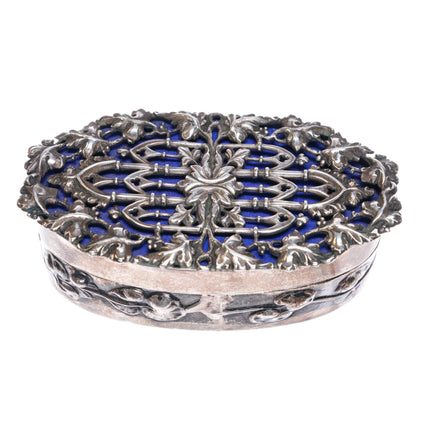 c1911 William Comyns British sterling silver potpourri box reticulated jewelry - Estate Fresh Austin