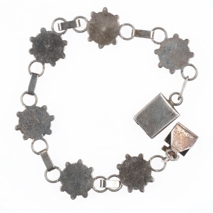 6.5" ECY Zuni sterling silver turquoise flush inlay link bracelet - Estate Fresh Austin