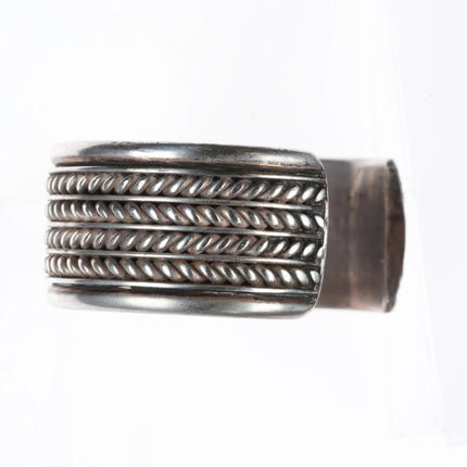 6.5" Tom Hawk Navajo sterling silver wide band twisted wire cuff bracelet - Estate Fresh Austin