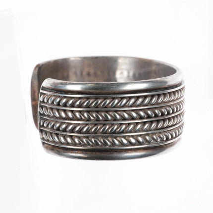 6.5" Tom Hawk Navajo sterling silver wide band twisted wire cuff bracelet - Estate Fresh Austin