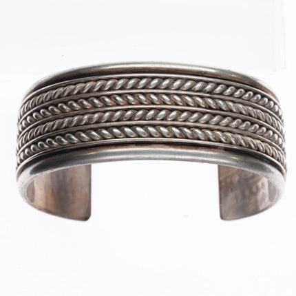 6.5" Tom Hawk Navajo sterling silver wide band twisted wire cuff bracelet - Estate Fresh Austin