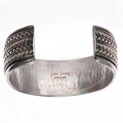 6.5" Tom Hawk Navajo sterling silver wide band twisted wire cuff bracelet - Estate Fresh Austin