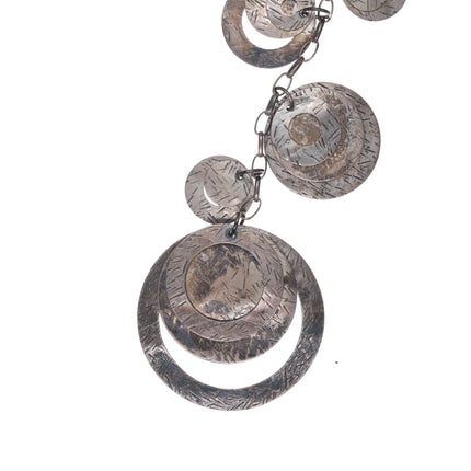 Retro Silpada sterling silver modernist hammered disks wind chime necklace - Estate Fresh Austin
