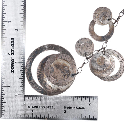 Retro Silpada sterling silver modernist hammered disks wind chime necklace - Estate Fresh Austin