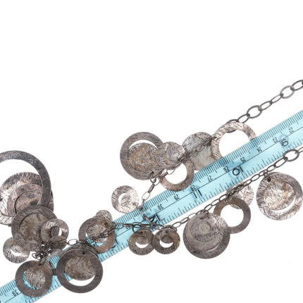 Retro Silpada sterling silver modernist hammered disks wind chime necklace - Estate Fresh Austin