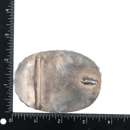 Vintage Navajo sterling silver turquoise faux claw belt buckle rope rim - Estate Fresh Austin