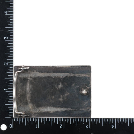 Vintage Navajo sterling silver deer turquoise inlaid belt buckle overlay style - Estate Fresh Austin