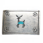 Vintage Navajo sterling silver deer turquoise inlaid belt buckle overlay style - Estate Fresh Austin