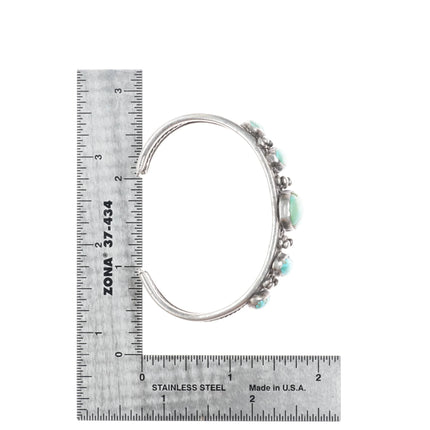 6" 20's-30's Navajo ingot silver row cuff bracelet w/fancy twisted wire - Estate Fresh Austin