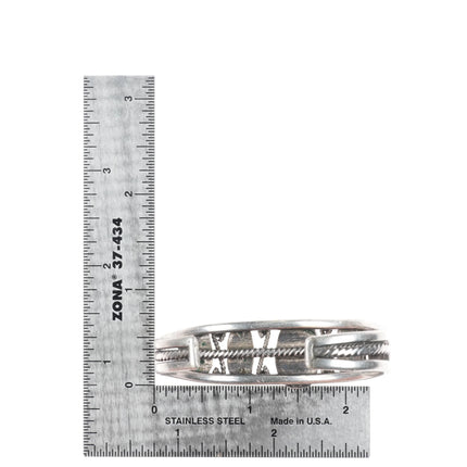 6" 20's-30's Navajo ingot silver row cuff bracelet w/fancy twisted wire - Estate Fresh Austin