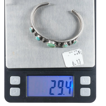 6" 20's-30's Navajo ingot silver row cuff bracelet w/fancy twisted wire - Estate Fresh Austin