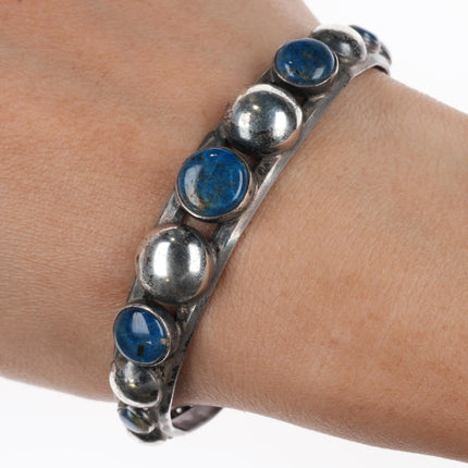 6.75" Vintage modernist sterling silver chrysocolla southwestern cuff bracelet - Estate Fresh Austin