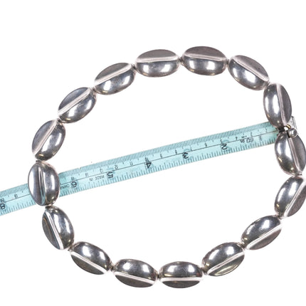 Retro Mexican modernist sterling silver discs link necklace 20" long - Estate Fresh Austin