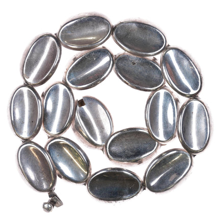 Retro Mexican modernist sterling silver discs link necklace 20" long - Estate Fresh Austin