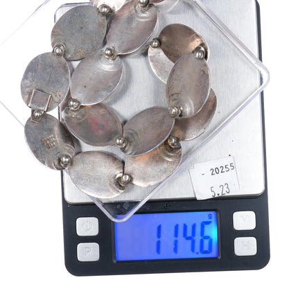 Retro Mexican modernist sterling silver discs link necklace 20" long - Estate Fresh Austin