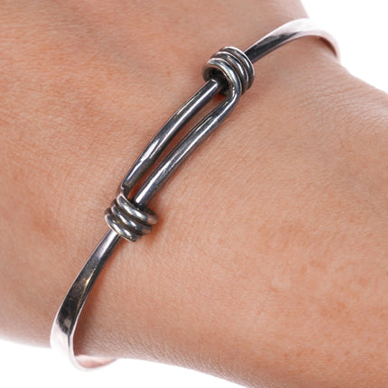 7" Adjustable Ed Levin Sterling silver Bangle bracelet sliding - Estate Fresh Austin