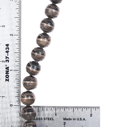 17" 40's-50's Deep stamped Navajo pearl 11-12mm sterling silver beaded necklace - Estate Fresh Austin